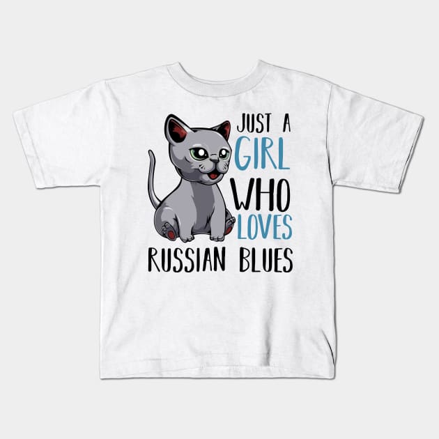 Russian Blue Cat Kids T-Shirt by Lumio Gifts